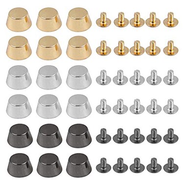 Framendino 30 Pack Screw Back Rivets Metal Flat Head Stud Purse Feet Spike Handbag Nail Buckle Button Cap