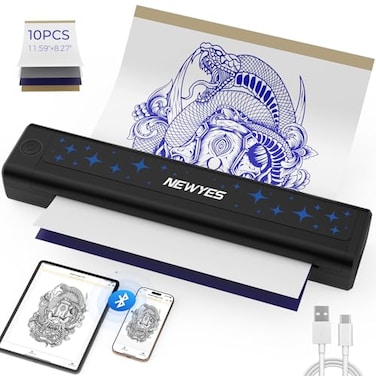 NEWYES Tattoo Stencil Printer Wireless Portable Thermal Printer Kit