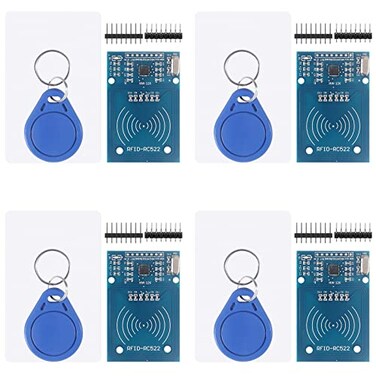 Shutao 4Pcs RC522 RFID Module Kit RF RC522 Reader IC Card Sensor Module with S50 White Card and Key Ring RFID Sensor Module