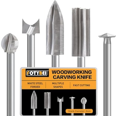 FOTYBEI Wood Carving Drill Bits Set Compatible with Dremel Rotary Tool 5 Different Engraving Drill Accessories Bit Wood Grinding Woodworking Tool with 3mm Shank for DIY Carving Drilling Micro Sculptur