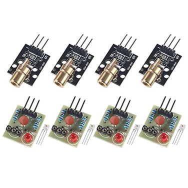 Alinan 4pcs Laser Sensor Module NonModulator Tube Laser Receiver Module with 4pcs KY008 650nm Laser Transmitter Module for AVR