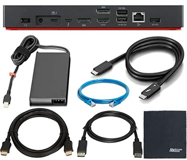 ZoomSpeed Bundle for Lenovo Thunder Bolt 4 Dock 40B00135US HDMI Cable DisplayPort Cable Ethernet Cable Kit