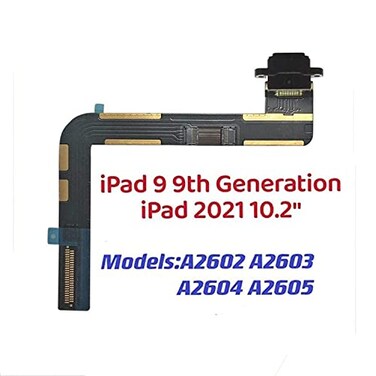 TPhaelay Dock Connector Replacement Compatible with iPad 9 9th Gen 2021 102 A2602 A2603 A2604 A2605 Black Charging Port Replacement Assembly Flex Cable