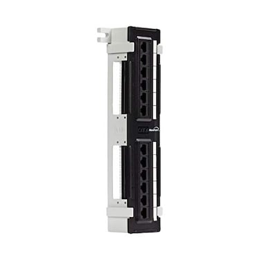 NavePoint 12Port Cat6 UTP Unsheilded Mini Patch Panel with Wallmount Bracket Included Black