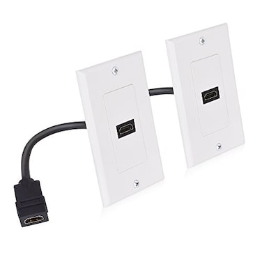 Cable Matters 2Pack 1Port HDMI Wall Plate in White 4K UHD ARC and Ethernet PassThru Support