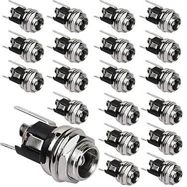 DIYhz 25mm DC Power Jack Socket Panel Mount DC Power Jack Socket Female Panel Mounting Connector 20Pcs