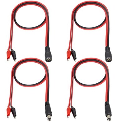 HCFeng DC Plug Power Adapter Cable 12V DC MaleFemale Jack to Alligator Clip Power Cable DC552155mmx21mm Cable with Double Alligator Clips for CCTV Camera and Lighting4pack 50cm