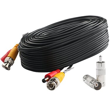Postta BNC Video Power Cable 25 Feet Video Security Camera Cable Wire with Two Connectors for CCTV DVR Surveillance System