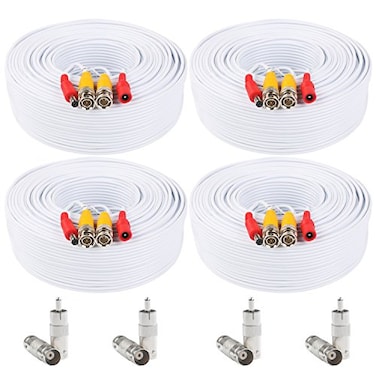 Postta BNC Video Power Cable 4 Pack 150 Feet Video Security Camera Cable Wire with Eight Connectors for CCTV DVR Surveillance System