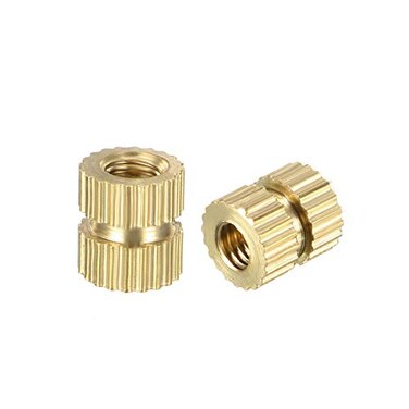 uxcell Knurled Insert Nuts 50Pcs M3 x 6mm Length x 5mm OD Female Thread Brass Threaded Insert Embedment Nut for 3D Printer