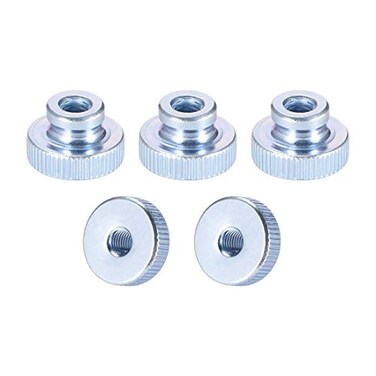 uxcell Knurled Thumb Nuts 5Pcs M6x1mm Iron Round Knobs Fasteners for 3D Printer Parts Silver Tone