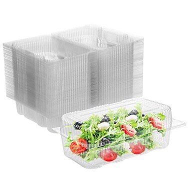 Kaderron Clamshell Take Out Containers Clear Hinged Plastic 50 Pack