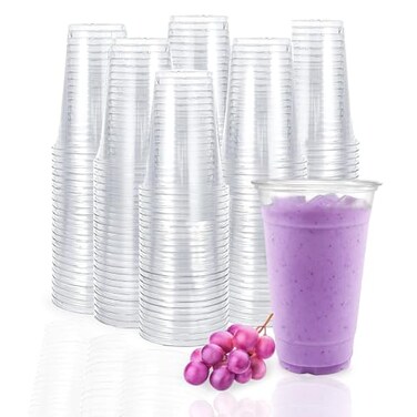 TashiBox plastic cups 24 oz 100cupsClear Crystal disposable plastic cupssmoothie cup