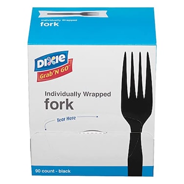 Dixie Individually Wrapped 6104 MediumWeight Polystyrene Plastic Fork by GP PRO GeorgiaPacific Black FM5W540 540 Count 90 Forks Per Box 6 Boxes Per Case