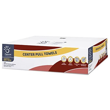 Papernet Centerpull Paper Towels 6 Rolls Powered by Dry Tech Compatible with Universal Dispenser 1ply 76 x 12
