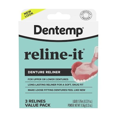 Dentemp Denture Reline Kit Value Pack Advanced Formula Reline It Denture Reliner Denture Kit to Refit and Tighten Dentures for Both Upper Lower Denture 3 Relines Packaging May Vary