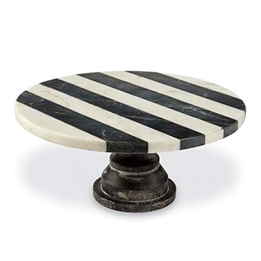 Mud Pie Black and White Marble Cake Pedestal