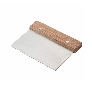Winco Stainless Steel Dough Scraper with Wood Handle