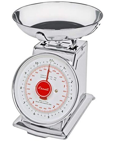 Escali DS115B Mercado Retro Classic Mechanical Dial Stainless Steel Scale Removeable Bowl Tare Functionality 11lb Capacity Stainless