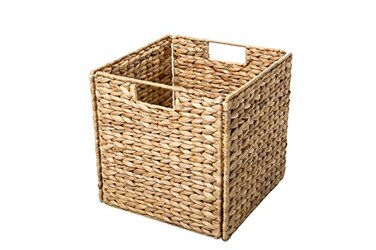 Trademark Innovations 12 Foldable Hyacinth Storage Basket with Iron Wire Frame