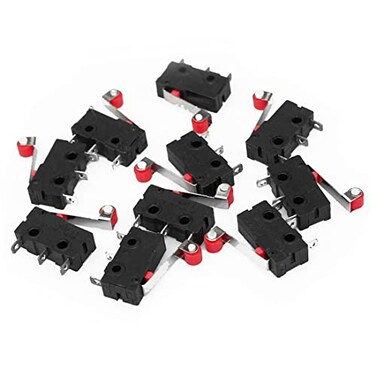 HiLetgo 10pcs Micro Limit Switch KW123 AC 250V 5A SPDT 1NO 1NC Micro Switch Normally Open Close Limit Switch with Roller Lever Arm Black
