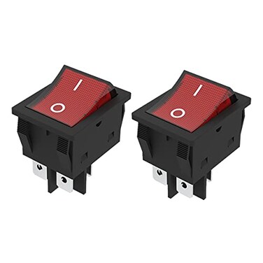 lcocove JD 2pcs 30A Power Switch 125V250V AC Boat Rocker Switch ONOff Switch 4Pins 2Position Red Light Illuminated Toggle Switch with UL Certificate