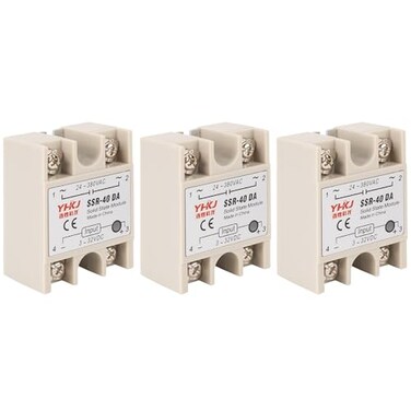 BlueStars 3PCS Solid State Relay SSR40DA DC to AC Input 332VDC Output 24380VAC 40A Single Phase SemiConductor Relay Module Pack of 3 Control 332V DC Load 24380V AC