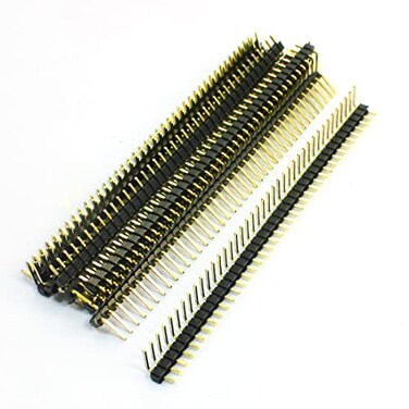 uxcell 10 Pcs 254mm Spacing 40P Right Angle Male PCB Pin Header Gold Tone