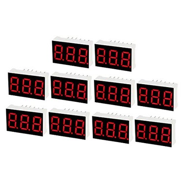 uxcell Common Anode 11 Pin 3 Bit 7 Segment Display 089 x 055 x 028 Inch 035 Red LED Display Digital Tube 10pcs