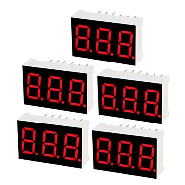 uxcell Common Cathode 11 Pin 3 Bit 7 Segment Display 089 x 055 x 028 Inch 035 Red LED Display Digital Tube 5pcs