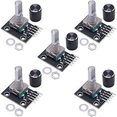 Taiss 5Pcs KY040 Rotary Encoder Module with 15165 mm with Knobs Cap