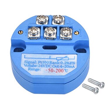 uxcell PT100 Temperature Sensor Transmitter 24V DC 420mA 50 to 200