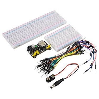HUAREW Breadboard Kit with Power Supply Module Jumper WiresBattery Clip830 400 tiePoints Breadboard