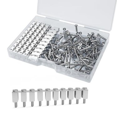 GUETNEU 10 Pcs Fixed Bridge Jumper FBI106 Fixed Bridge Connectors for DIN Rail Terminal Blocks InsertPull Bridging Compatible with UK25B and UK5N 10 Pole 100 Screws Included