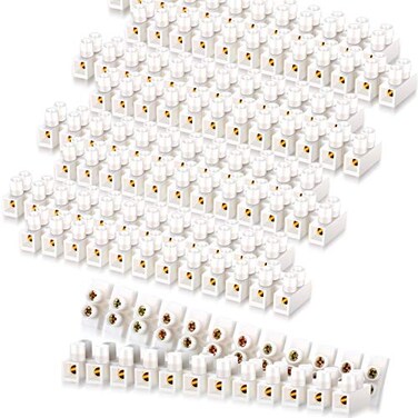 Weewooday 10 Pieces Terminal Strips Electrical Block Set 12Position Dual Row White Screw Terminal Strip 10 a 380 V Wire Connector Electrical Barrier Block for Small Projects Home