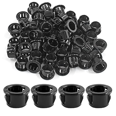 Bonsicoky 50 Pcs Black Snap Bushing 12 Mounting Diameter for 38 and Below Cables Plastic Snap Bushing for Cable Hose Wire