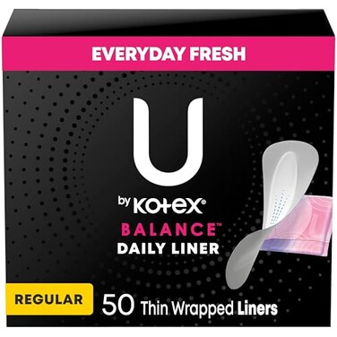U by Kotex Balance Daily Panty Liners Wrapped Light Absorbency Regular Length 50 Count Packaging May Vary