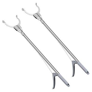 uxcell 36inch Grabber Gripper Tool Extender Claw Garbage Picker Stainless Steel Gray 2Pcs