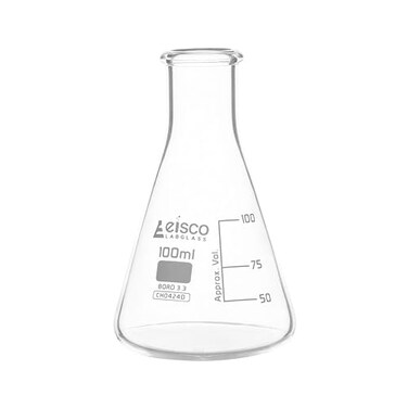 EISCO Erlenmeyer Flask 100mL Borosilicate Glass Narrow Neck Flasks Conical Flasks Glass Flasks