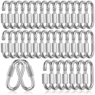 EVANCENT 100PCS Quick Links 14 Inch Diameter Quick Chain Link 620lbs Capacity Heavy Duty Carabiner Clips Galvanized Thread Quick Link D Shape Locking Carabiner for Safety Chain Swing Gym Hammock