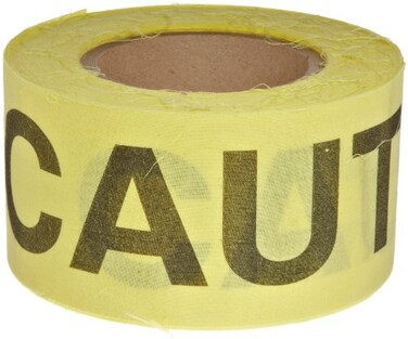 Brady 91083150 Length 3 Width Woven Biodegradable Cotton RePulpable Barricade Tape Legend Caution