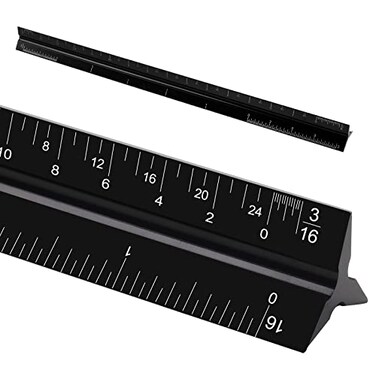 DSUWAZU 12 Architectural Scale Ruler Aluminum Scale Triangular Ruler Scale Ruler for Blueprint Imperial Measurements for Architects Engineering Artists Draftsman Drawing LaserEtched MarkingsBlack