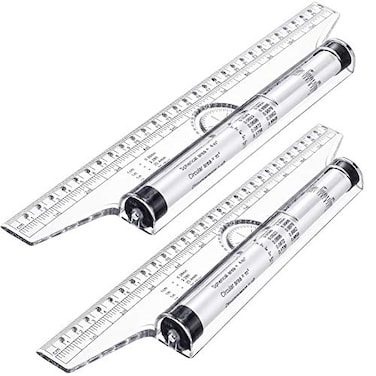 Frienda 2 Pieces Plastic Measuring Rolling Ruler Drawing Parallel Multifunctional Drafting Ruler for Architect Office Math12 Inch