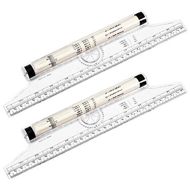 PENKOHOME 12 Inch Slide Ruler for Mathematics 2 Pack Multifunctional Drawing Rolling Ruler Balancing Scale for Students Artists Architects Engineers