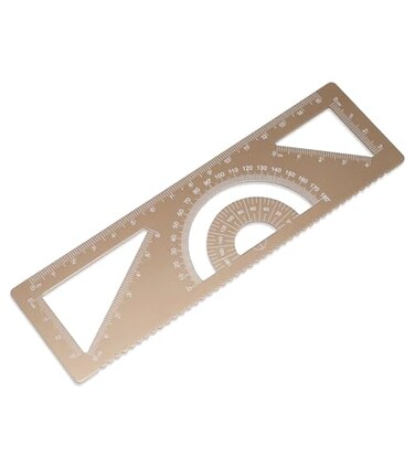 Zotemo 4in1 Geometry Set Metal Math Ruler Kit Aluminium Protractor 2 Precision Triangles Straight Edge Rule Multifunctional Drafting Measuring Small Ruler for Kids School 6 in Gold