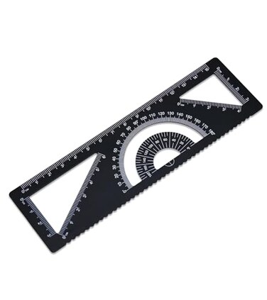 Zotemo 4in1 Geometry Set Metal Math Ruler Kit Aluminium Protractor 2 Precision Triangles Straight Edge Rule Multifunctional Drafting Measuring Small Ruler for Kids School 6 inch Black
