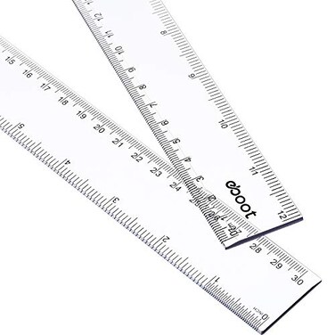EBOOT 2 Pack Plastic Ruler Straight Ruler Plastic Measuring Tool for Student School Office 12 Inch