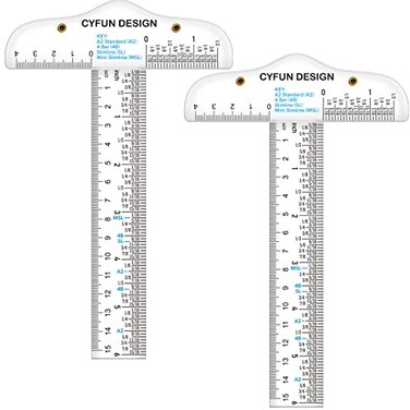 CYFUN DESIGN 2PCS 6 inch15cm TShape Acrylic Transparent TRuler for Drafting and General Layout Work Scrapbooking Drafting Tools Scale Ruler for Crafting ZeroCentering Ruler with Inches Metric Measurin