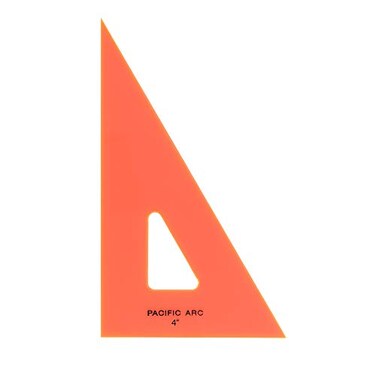Pacific Arc Drafting Triangle 4inch 306090 Degrees Fluorescent Orange