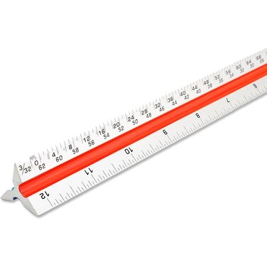 PowerTRC Architectural Scale Ruler 12 Metal Aluminum Architect Scale Triangular for Engineers Students Architects